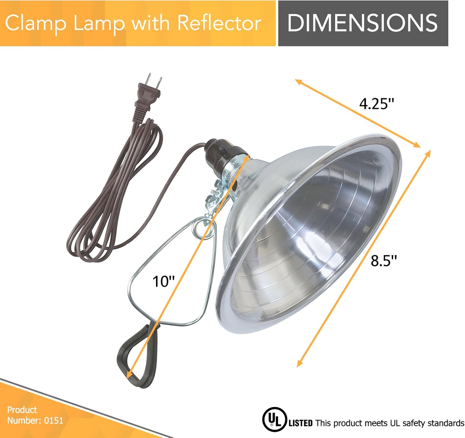 Clamp Lamp Aluminum Reflector 150W Utility Light Brooder Heat Lamp CLP150 - with | Sold by Uncle Wiener's Wholesale