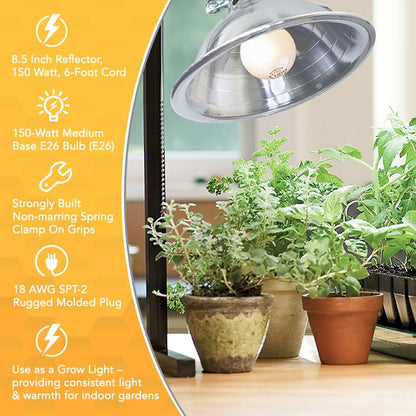 Clamp Lamp Aluminum Reflector 150W Utility Light Brooder Heat Lamp CLP150 - with | Sold by Uncle Wiener's Wholesale