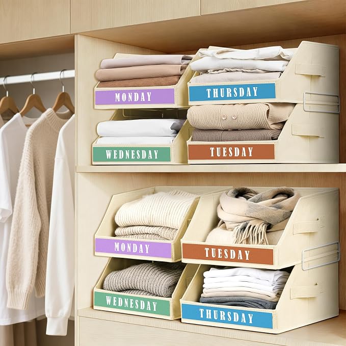 Closet Storage & Drawer Organizers – 5 Pack Stackable Fabric Storage Bins with Metal Frame, Handles & Labels - Home products with | Sold by Uncle Wiener's Wholesale