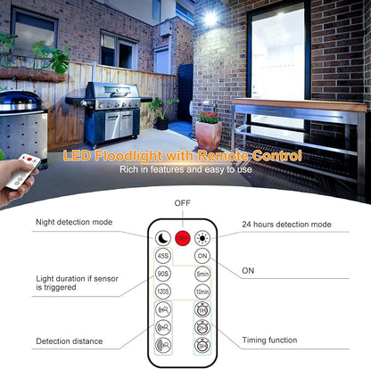 CLY 35W LED Motion Sensor Outdoor Flood Light – 3000 Lumens Waterproof Security Light with Remote Control, 5000K Daylight White - Home products with | Sold by Uncle Wiener's Wholesale