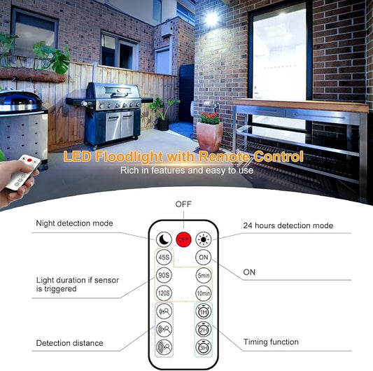 CLY 35W LED Motion Sensor Outdoor Flood Light – 3000 Lumens Waterproof Security Light with Remote Control, 5000K Daylight White - Home products with | Sold by Uncle Wiener's Wholesale