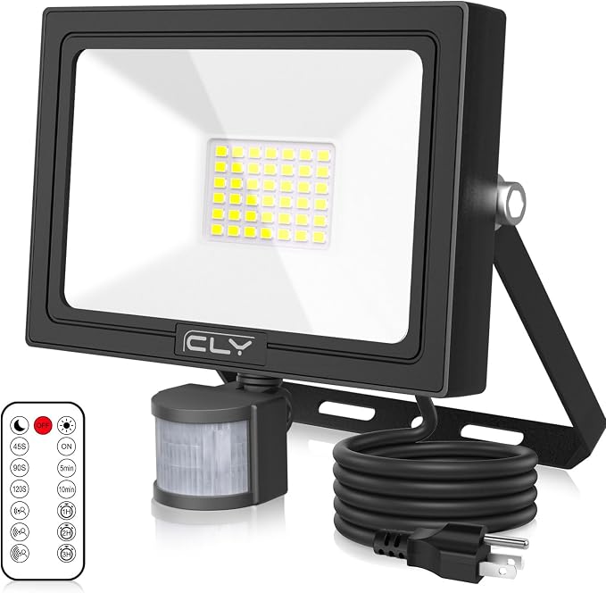 CLY 35W LED Motion Sensor Outdoor Flood Light – 3000 Lumens Waterproof Security Light with Remote Control, 5000K Daylight White - Home products with | Sold by Uncle Wiener's Wholesale