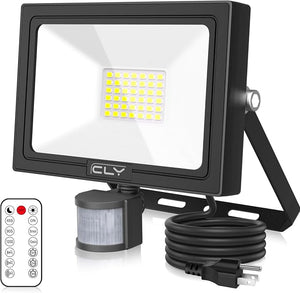CLY 35W LED Motion Sensor Outdoor Flood Light – 3000 Lumens Waterproof Security Light with Remote Control, 5000K Daylight White