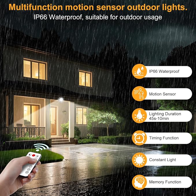 CLY 35W LED Motion Sensor Outdoor Flood Light – 3000 Lumens Waterproof Security Light with Remote Control, 5000K Daylight White - Home products with | Sold by Uncle Wiener's Wholesale