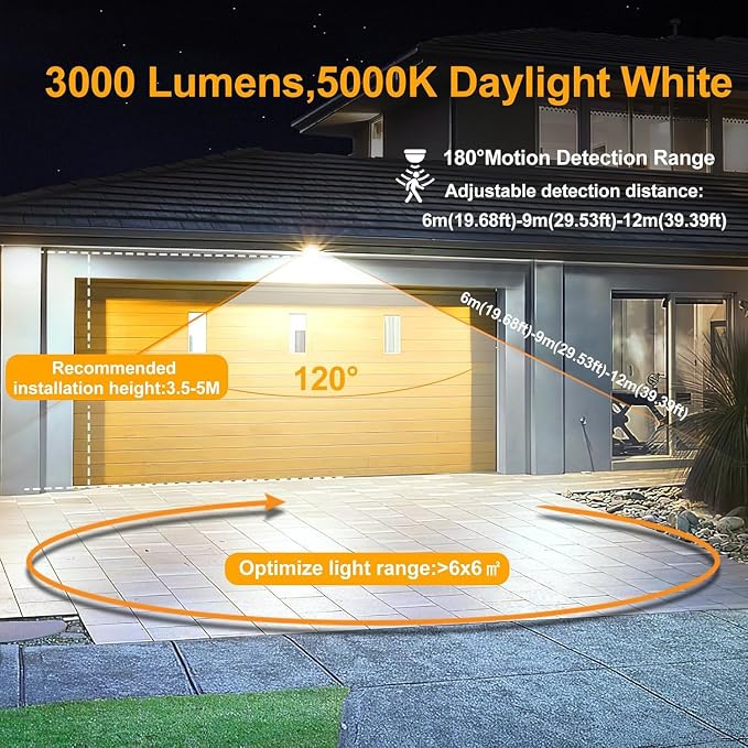 CLY 35W LED Motion Sensor Outdoor Flood Light – 3000 Lumens Waterproof Security Light with Remote Control, 5000K Daylight White - Home products with | Sold by Uncle Wiener's Wholesale