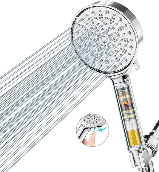 Cobbe Filtered Handheld Shower Head High Pressure 6 Spray Mode with Hose - with Chrome | Sold by Uncle Wiener's Wholesale