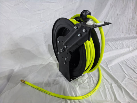 Cold Weather Air Hose Reel – Hybrid 1/2” & 3/8” Retractable Hose Reel for Garage, Shop, or Industrial Use - with 50 FT 1/2" COLD WEATHER | Sold by Uncle Wiener's Wholesale