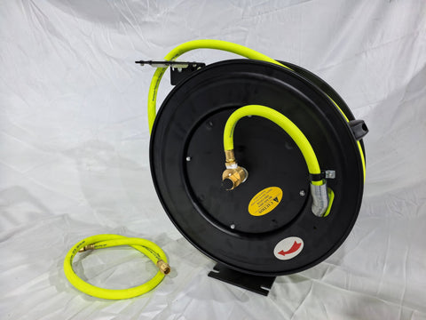 Cold Weather Air Hose Reel – Hybrid 1/2” & 3/8” Retractable Hose Reel for Garage, Shop, or Industrial Use - with 50 FT 1/2" COLD WEATHER | Sold by Uncle Wiener's Wholesale