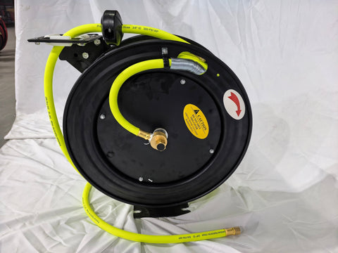Cold Weather Air Hose Reel – Hybrid 1/2” & 3/8” Retractable Hose Reel for Garage, Shop, or Industrial Use - with 50 FT 1/2" COLD WEATHER | Sold by Uncle Wiener's Wholesale