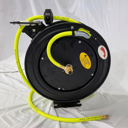 Cold Weather Air Hose Reel – Hybrid 1/2” & 3/8” Retractable Hose Reel for Garage, Shop, or Industrial Use - with 50 FT 1/2" COLD WEATHER | Sold by Uncle Wiener's Wholesale