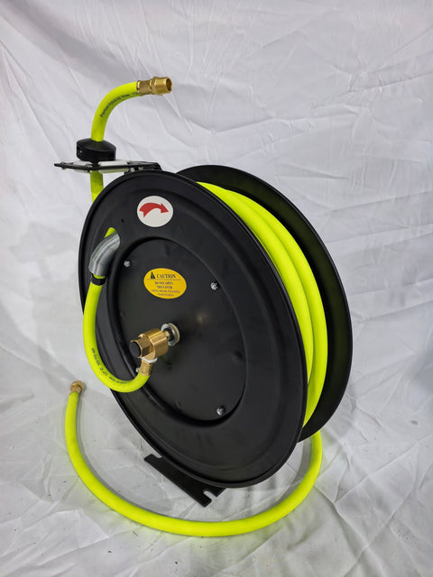 Cold Weather Air Hose Reel – Hybrid 1/2” & 3/8” Retractable Hose Reel for Garage, Shop, or Industrial Use - with 50 FT 1/2" COLD WEATHER | Sold by Uncle Wiener's Wholesale