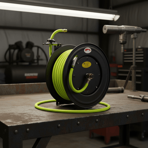 Cold Weather Air Hose Reel – Hybrid 1/2” Retractable Hose Reel for Garage, Shop, or Industrial Use