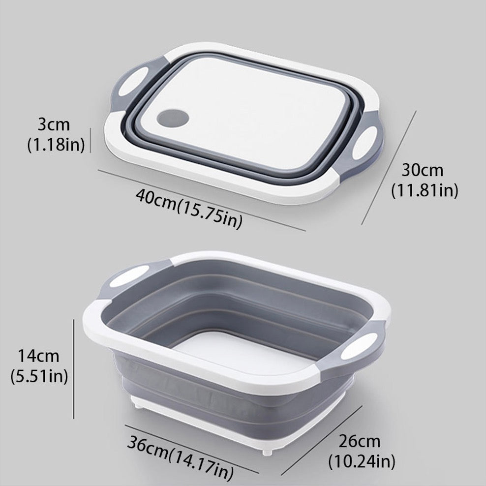 Collapsible Cutting Board with Colander 15.7" x 11.8" Foldable Wash &amp; Drain Kitchen Board CCB403 - with | Sold by Uncle Wiener's Wholesale