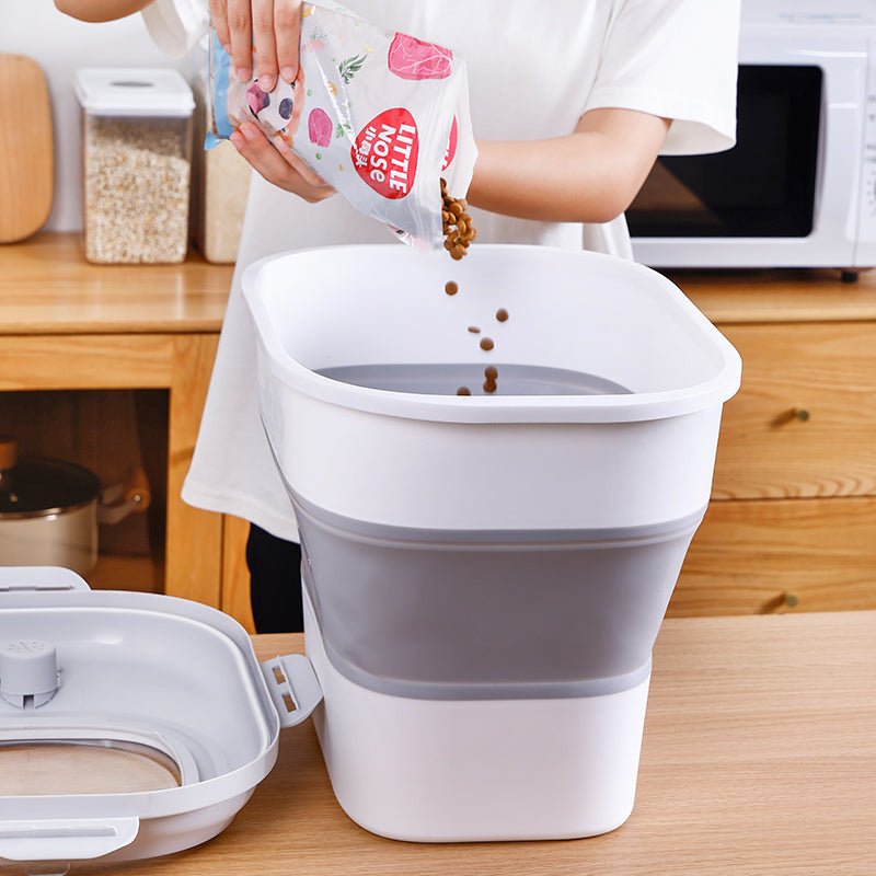 Collapsible Dog Food Storage Container with Lid – Portable Pet Food Bin for Travel & Home | S1338 - with | Sold by Uncle Wiener's Wholesale