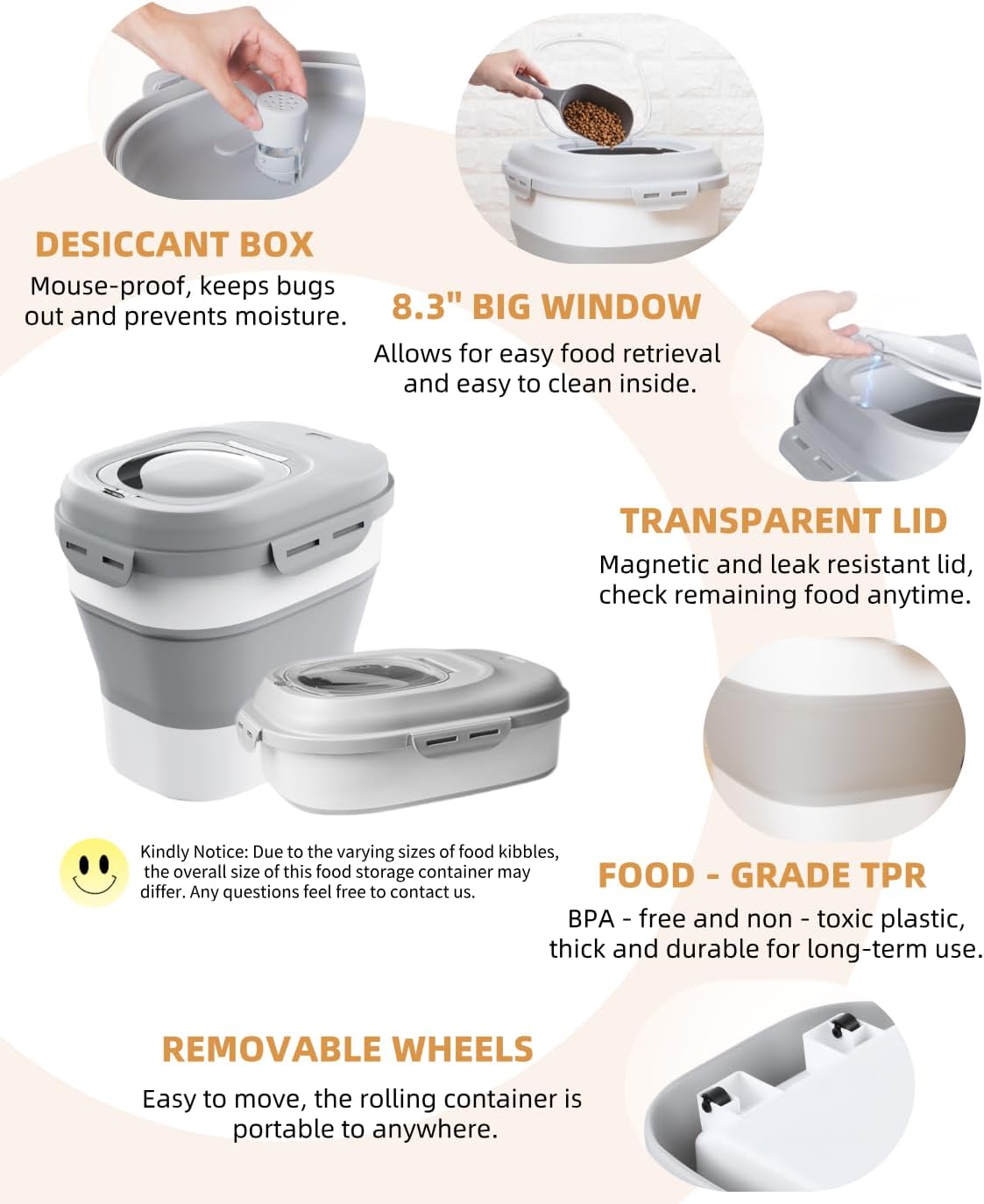 Collapsible Dog Food Storage Container with Lid – Portable Pet Food Bin for Travel & Home | S1338 - with | Sold by Uncle Wiener's Wholesale