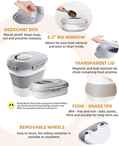Collapsible Dog Food Storage Container with Lid – Portable Pet Food Bin for Travel & Home | S1338 - with | Sold by Uncle Wiener's Wholesale