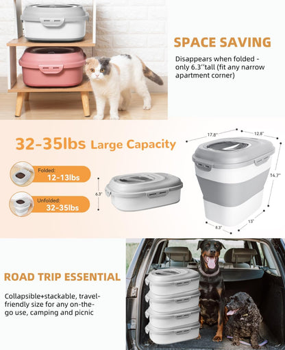 Collapsible Dog Food Storage Container with Lid – Portable Pet Food Bin for Travel & Home | S1338 - with | Sold by Uncle Wiener's Wholesale