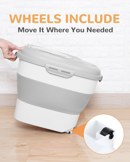 Collapsible Dog Food Storage Container with Lid – Portable Pet Food Bin for Travel & Home | S1338 - with | Sold by Uncle Wiener's Wholesale