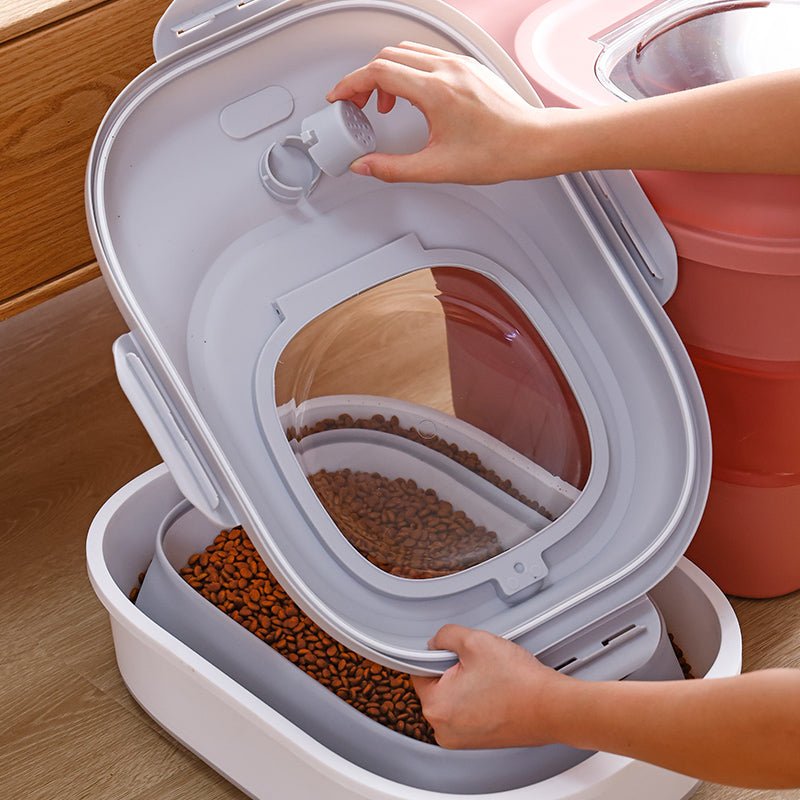 Collapsible Dog Food Storage Container with Lid – Portable Pet Food Bin for Travel & Home | S1338 - with | Sold by Uncle Wiener's Wholesale