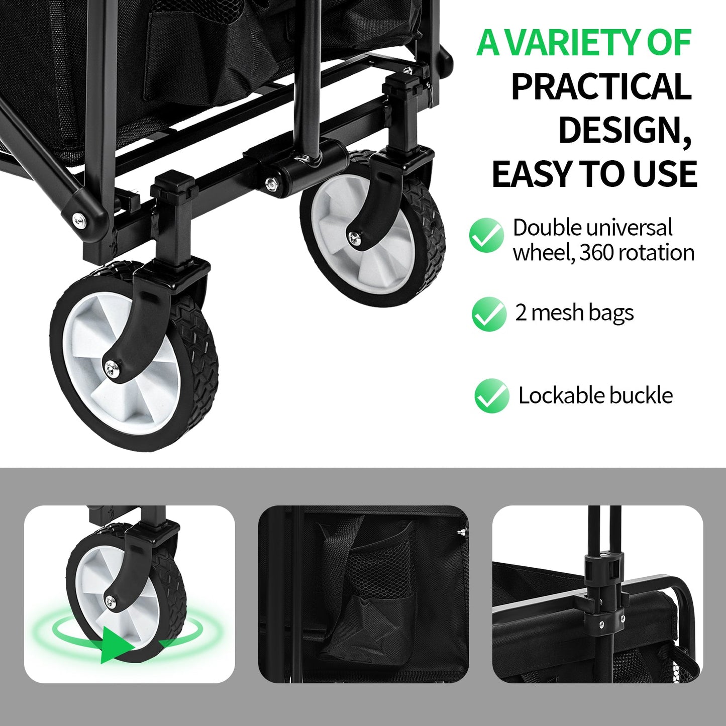 Collapsible Folding Wagon Cart – Heavy - Duty Foldable Utility Wagon AMOTC05 - with | Sold by Uncle Wiener's Wholesale