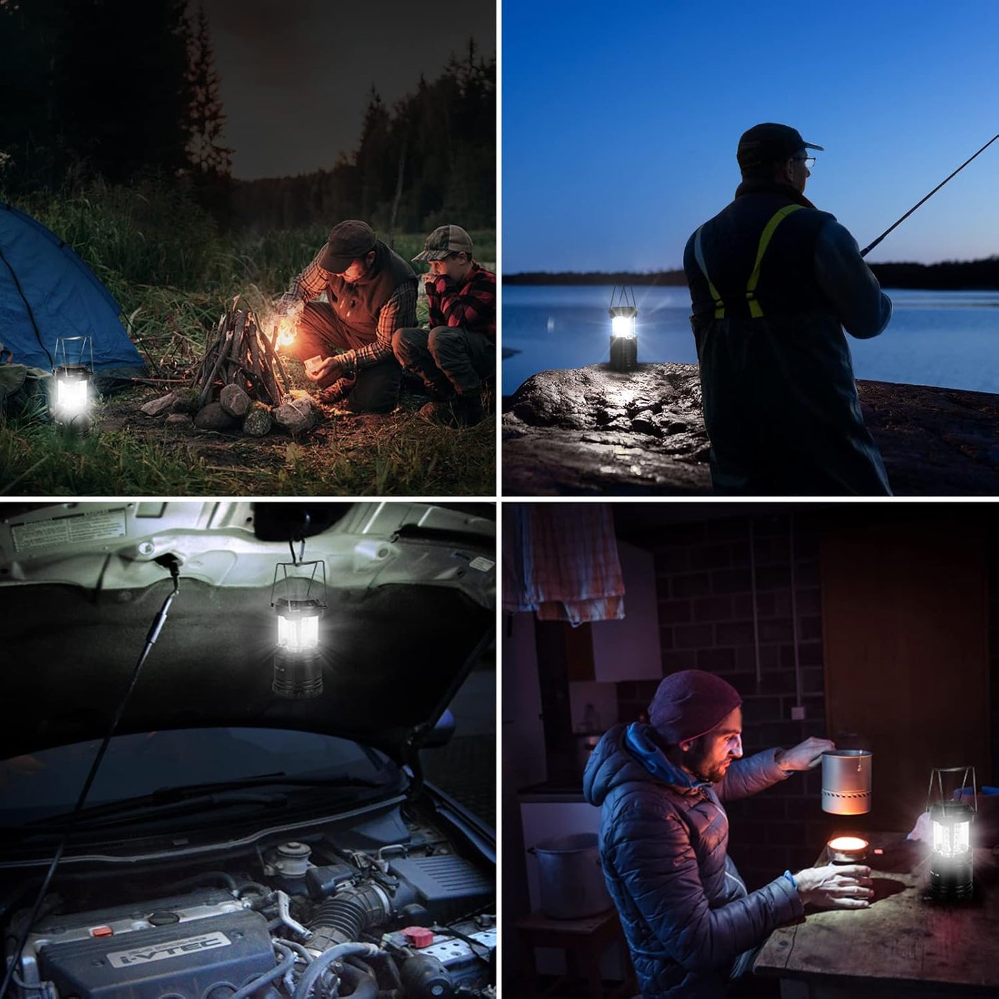 Collapsible LED Camping Lantern 4 - Pack Super Bright Battery Powered Emergency Lights IPX4 Water Resistant 4821L - with | Sold by Uncle Wiener's Wholesale