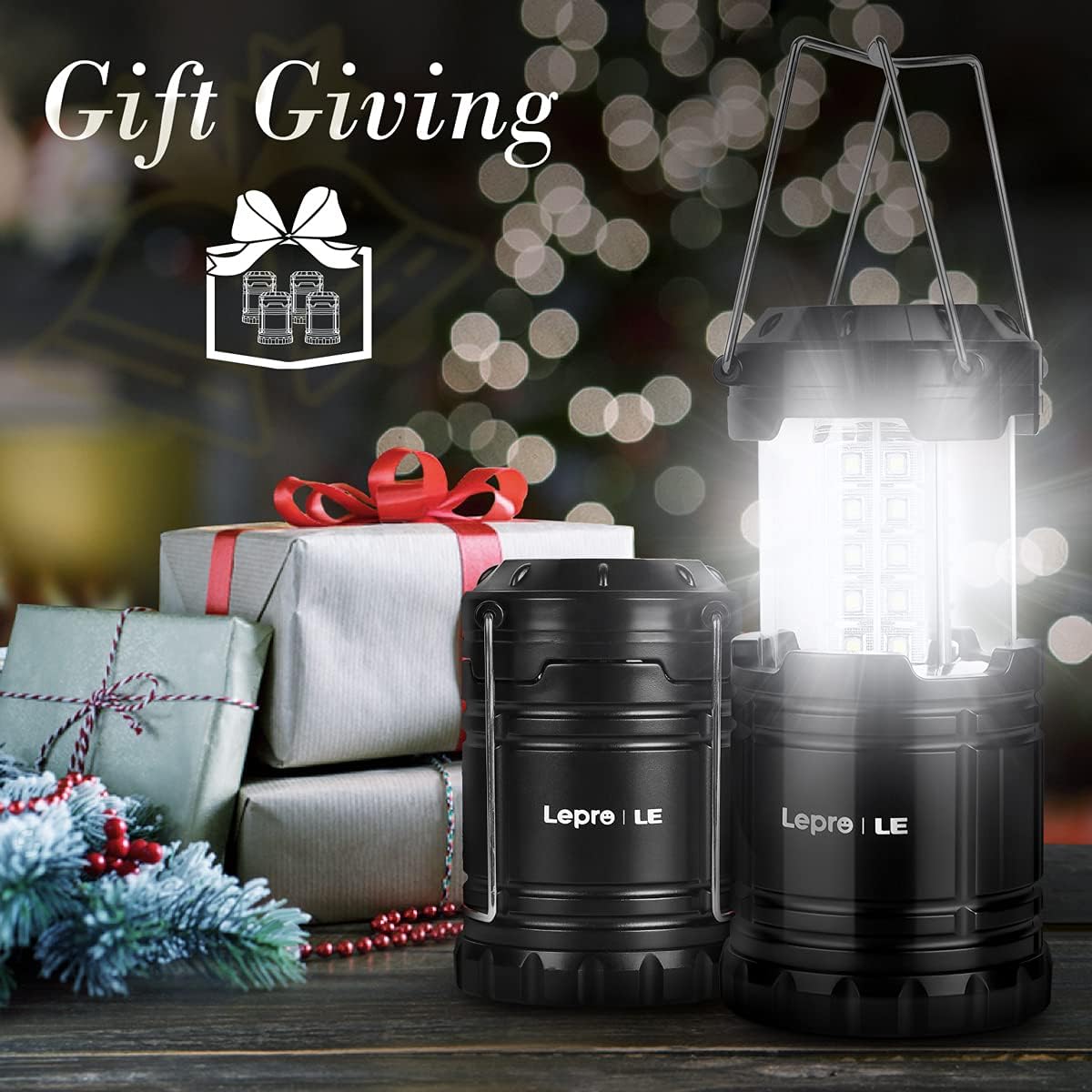 Collapsible LED Camping Lantern 4 - Pack Super Bright Battery Powered Emergency Lights IPX4 Water Resistant 4821L - with | Sold by Uncle Wiener's Wholesale