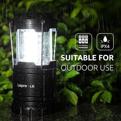 Collapsible LED Camping Lantern 4 - Pack Super Bright Battery Powered Emergency Lights IPX4 Water Resistant 4821L - with | Sold by Uncle Wiener's Wholesale
