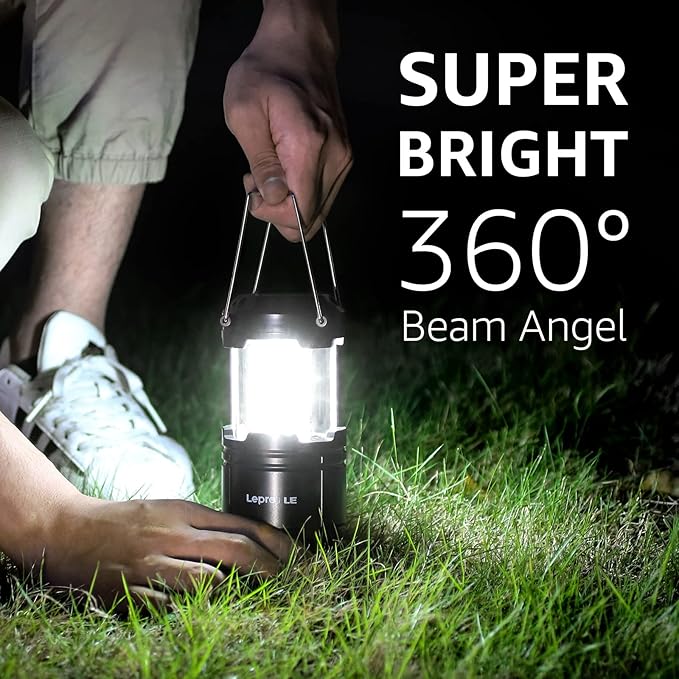 Collapsible LED Camping Lantern 4 - Pack Super Bright Battery Powered Emergency Lights IPX4 Water Resistant 4821L - with | Sold by Uncle Wiener's Wholesale