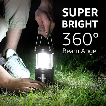 Collapsible LED Camping Lantern 4 - Pack Super Bright Battery Powered Emergency Lights IPX4 Water Resistant 4821L - with | Sold by Uncle Wiener's Wholesale