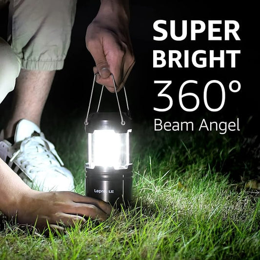 Collapsible LED Camping Lantern 4 - Pack Super Bright Battery Powered Emergency Lights IPX4 Water Resistant 4821L - with | Sold by Uncle Wiener's Wholesale