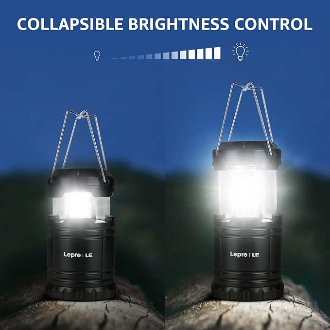 Collapsible LED Camping Lantern 4 - Pack Super Bright Battery Powered Emergency Lights IPX4 Water Resistant 4821L - with | Sold by Uncle Wiener's Wholesale
