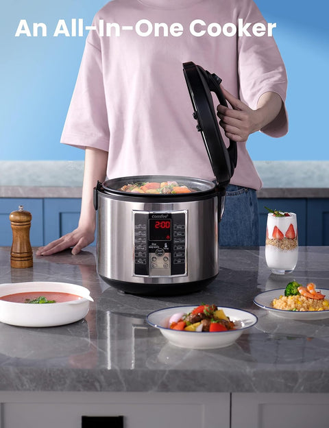 COMFEE' Rice Cooker, Multi Cooker, Stewpot, Saute All in One, 10 Cup Uncooked, 12 Digital Cooking Programs,24 Hours Preset - with | Sold by Uncle Wiener's Wholesale