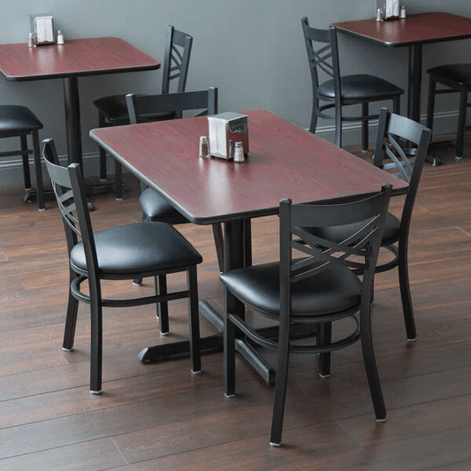Commercial bar height table and chairs setup for restaurants and cafés