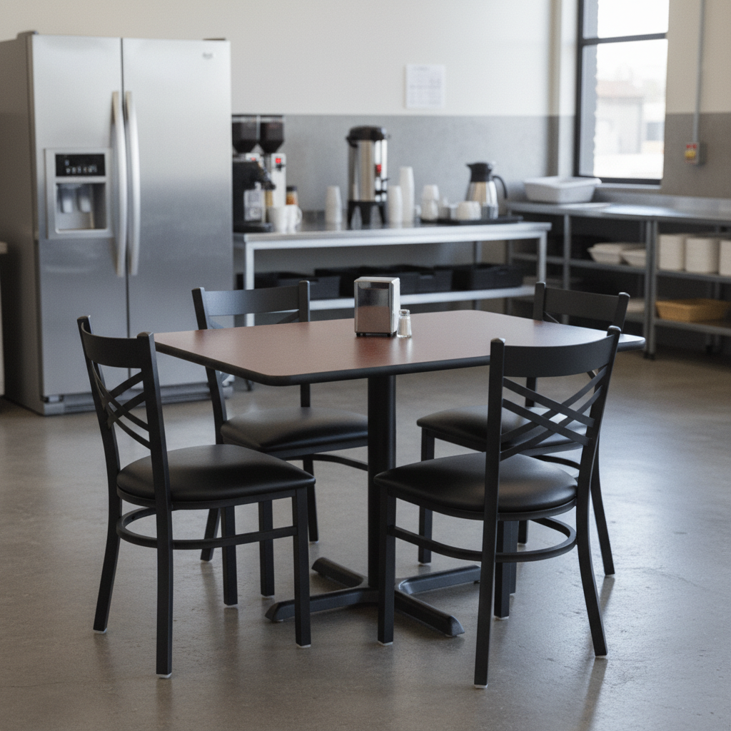 5-Piece Bar Height Table & Chairs Set – Commercial Grade Black Frame with 30"x30" Reversible Top