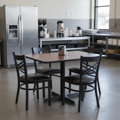 5-Piece Bar Height Table & Chairs Set – Commercial Grade Black Frame with 30"x30" Reversible Top