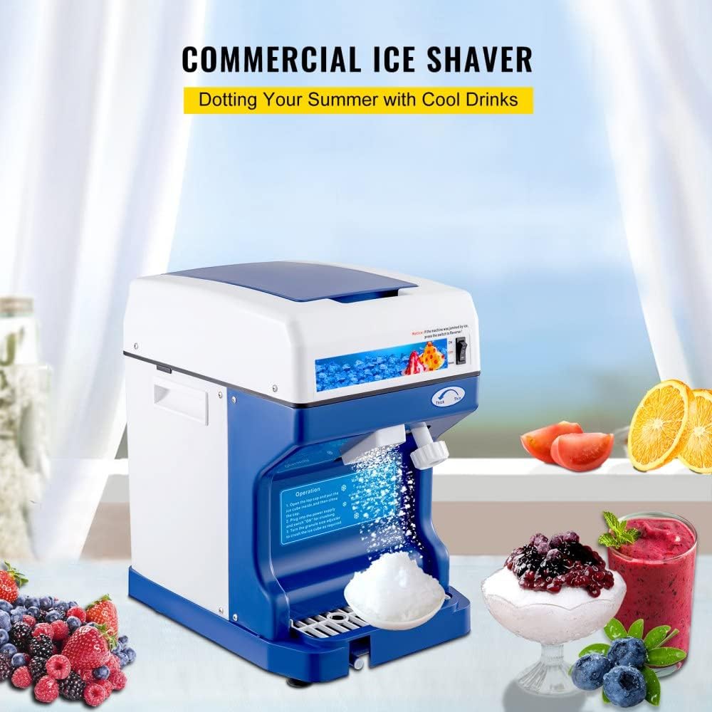 Commercial Electric Shaved Ice Machine | 265 lbs/hr Ice Crusher with Adjustable Blade & Reverse Function 2384882 - with | Sold by Uncle Wiener's Wholesale