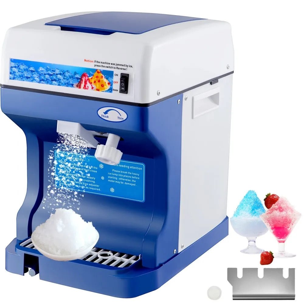 Commercial Electric Shaved Ice Machine | 265 lbs/hr Ice Crusher with Adjustable Blade & Reverse Function 2384882 - with | Sold by Uncle Wiener's Wholesale