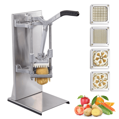 Commercial French Fry Cutter with 4 Blades – Heavy - Duty Stainless Steel Potato Cutter 8QCJDGN - with | Sold by Uncle Wiener's Wholesale