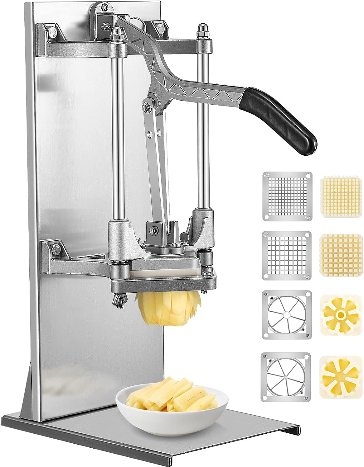 Commercial French Fry Cutter with 4 Blades – Heavy - Duty Stainless Steel Potato Cutter 8QCJDGN - with | Sold by Uncle Wiener's Wholesale