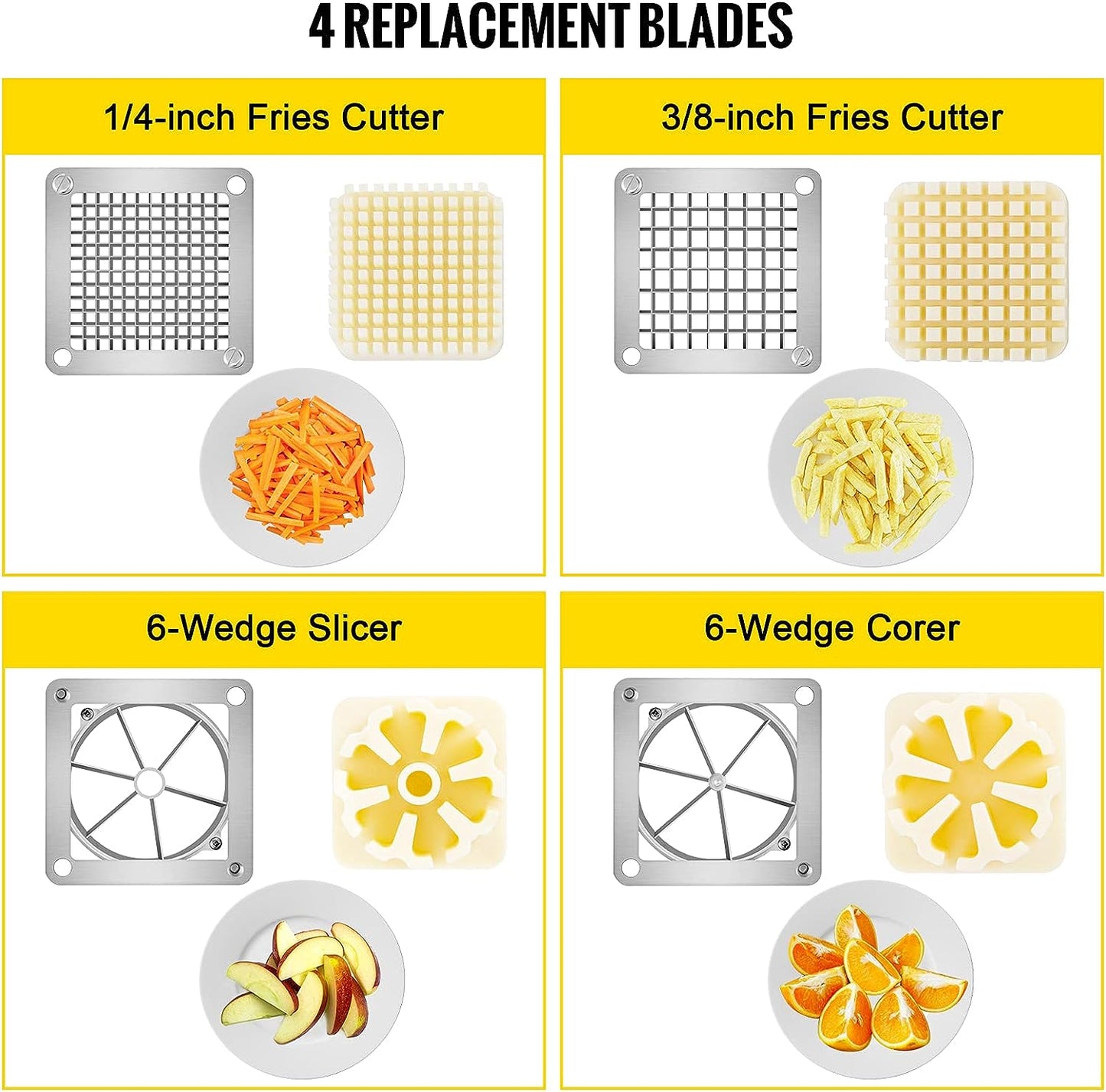 Commercial French Fry Cutter with 4 Blades – Heavy - Duty Stainless Steel Potato Cutter 8QCJDGN - with | Sold by Uncle Wiener's Wholesale