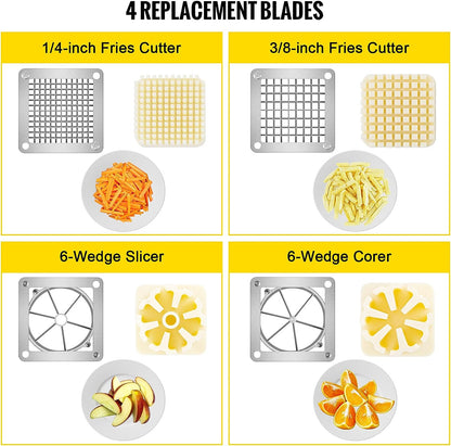Commercial French Fry Cutter with 4 Blades – Heavy - Duty Stainless Steel Potato Cutter 8QCJDGN - with | Sold by Uncle Wiener's Wholesale