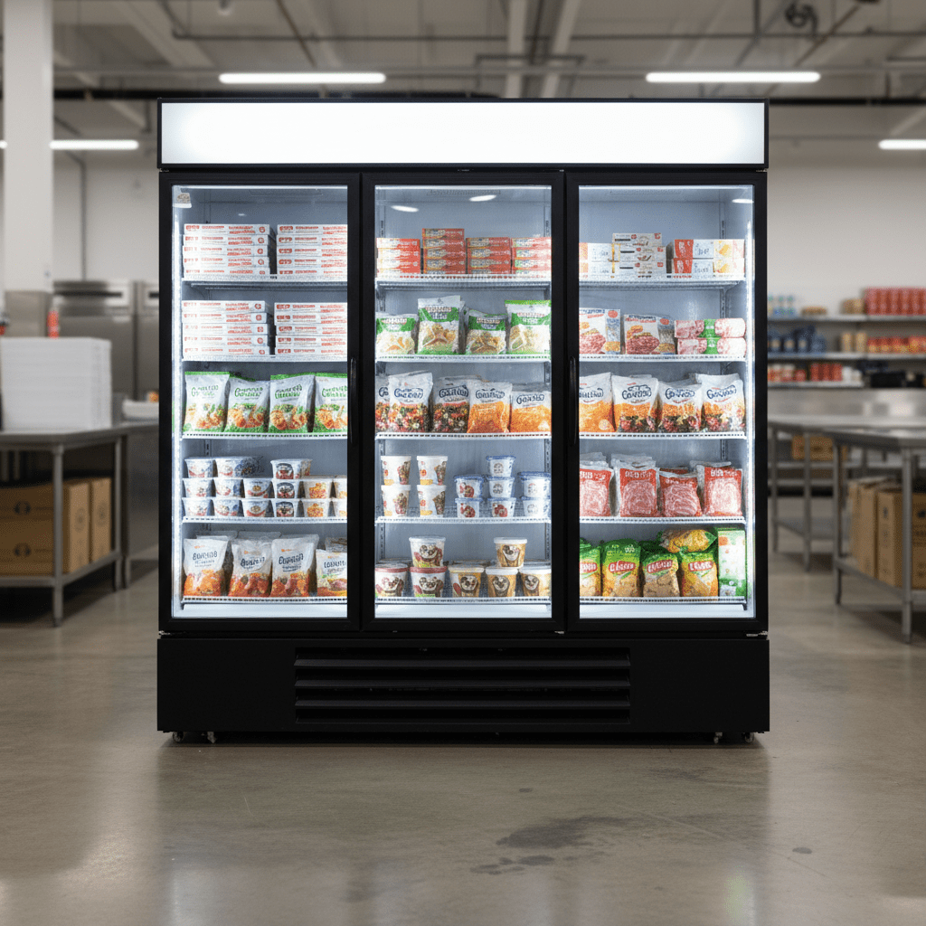 Commercial Glass Door Merchandiser Freezer – Black Finish, 1, 2 & 3 Door Models - General Equipment with 1 DOOR FREEZER | Sold by Uncle Wiener's Wholesale
