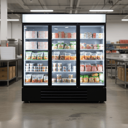 Commercial Glass Door Merchandiser Freezer – Black Finish, 1, 2 & 3 Door Models - General Equipment with 1 DOOR FREEZER | Sold by Uncle Wiener's Wholesale