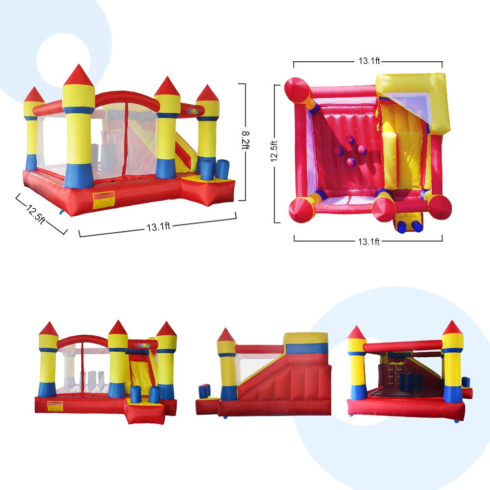 Commercial Grade Inflatable Bouncy Castle with Slide & Blower – 13.1' × 12.5' – 6037 - with | Sold by Uncle Wiener's Wholesale