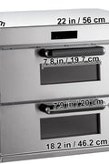 "Stainless steel single-layer commercial pizza oven with viewing window"

"Double-deck electric pizza oven for restaurant use"

"Countertop pizza oven with dual thermostats and internal lighting"

"Commercial pizza ovens side by side showing size and capacity"

"14-inch countertop pizza oven stainless steel design"