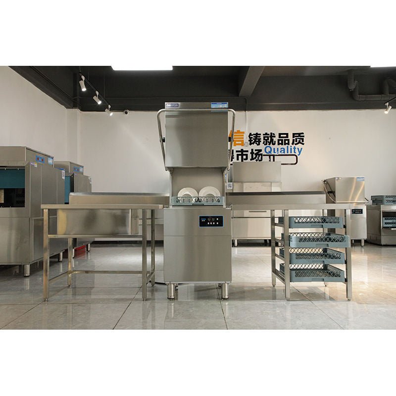 Commercial Hood Stainless Dishwasher restaurant – High Temp, 60 Racks Hour, Digital Controls, Stainless Steel DXEG400 - General Equipment with | Sold by Uncle Wiener's Wholesale