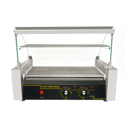 Commercial Hot Dog Roller Grill with Bun Warmer – Dual Temp 5/7/11 Roll Stainless Steel 110V 68450S - with 7 Roll (Mid Size) | Sold by Uncle Wiener's Wholesale