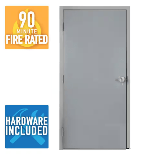 Commercial Steel Door with UL Hardware – Fire Rated, 36x80" & 36x84" | Right & Left Hand Outswing - with Right Hand Outswing | Sold by Uncle Wiener's Wholesale