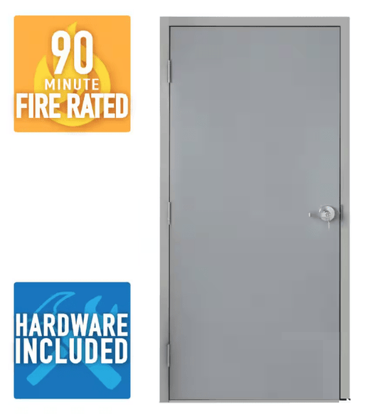 Commercial Steel Door with UL Hardware – Fire Rated, 36x80" & 36x84" | Right & Left Hand Outswing - with Right Hand Outswing | Sold by Uncle Wiener's Wholesale