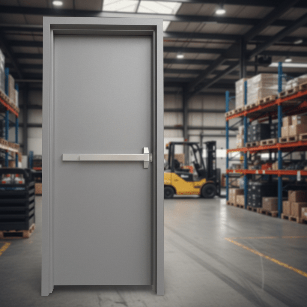Commercial Steel Door with UL Hardware Panic Bar: Fire Rated 36x80 and 36x84 Right and Left Hand Outswing - General Equipment with Left Hand Outswing Full Hardware Package | Sold by Uncle Wiener's Wholesale